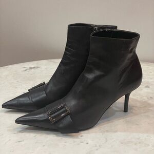 Zara Chic Black Leather Ankle Boots